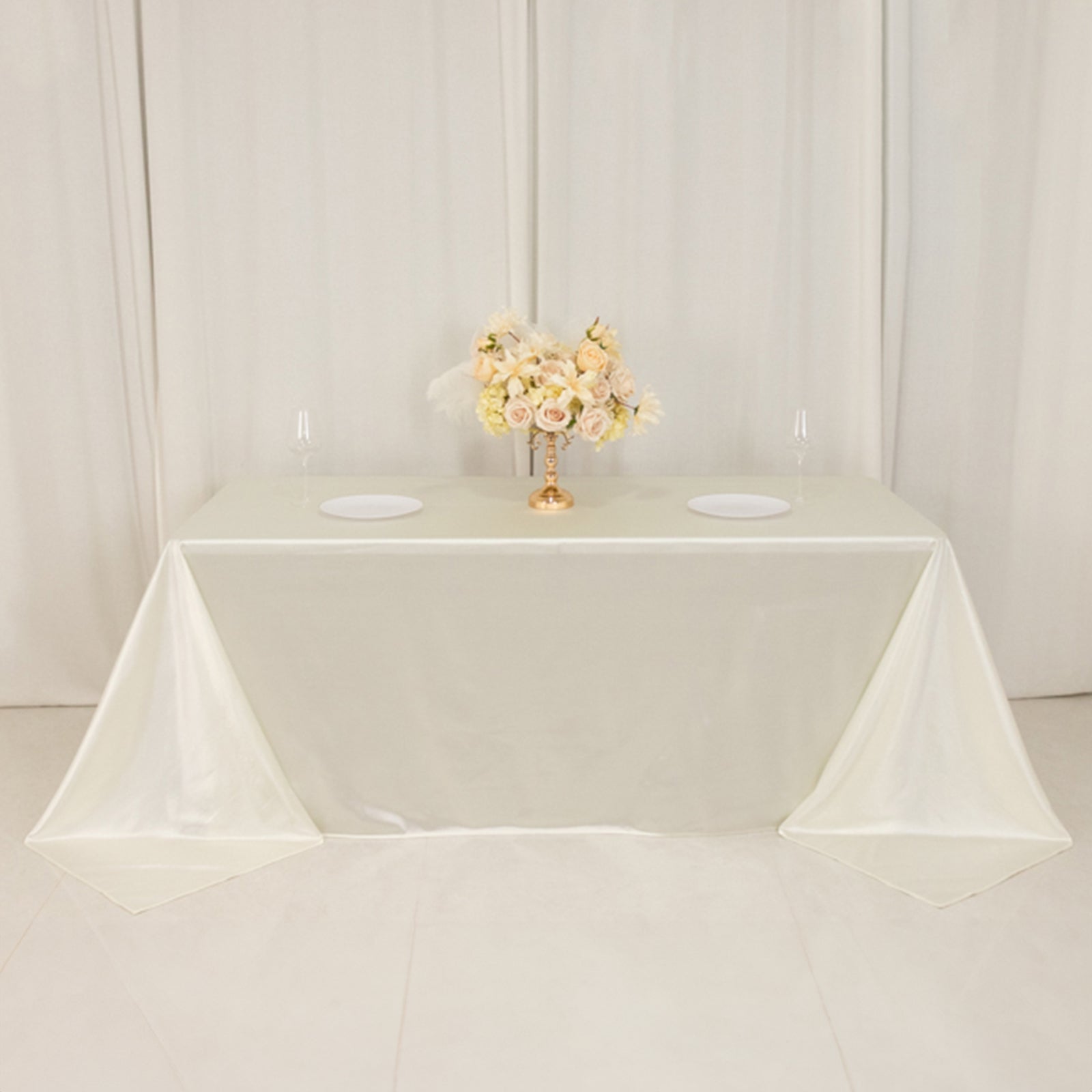 Scuba Rectangular 90"x132" Tablecloth Shimmering Pearl White - Wrinkle Free & Stain Resistant Seamless Table Cover - Bell Racket Store