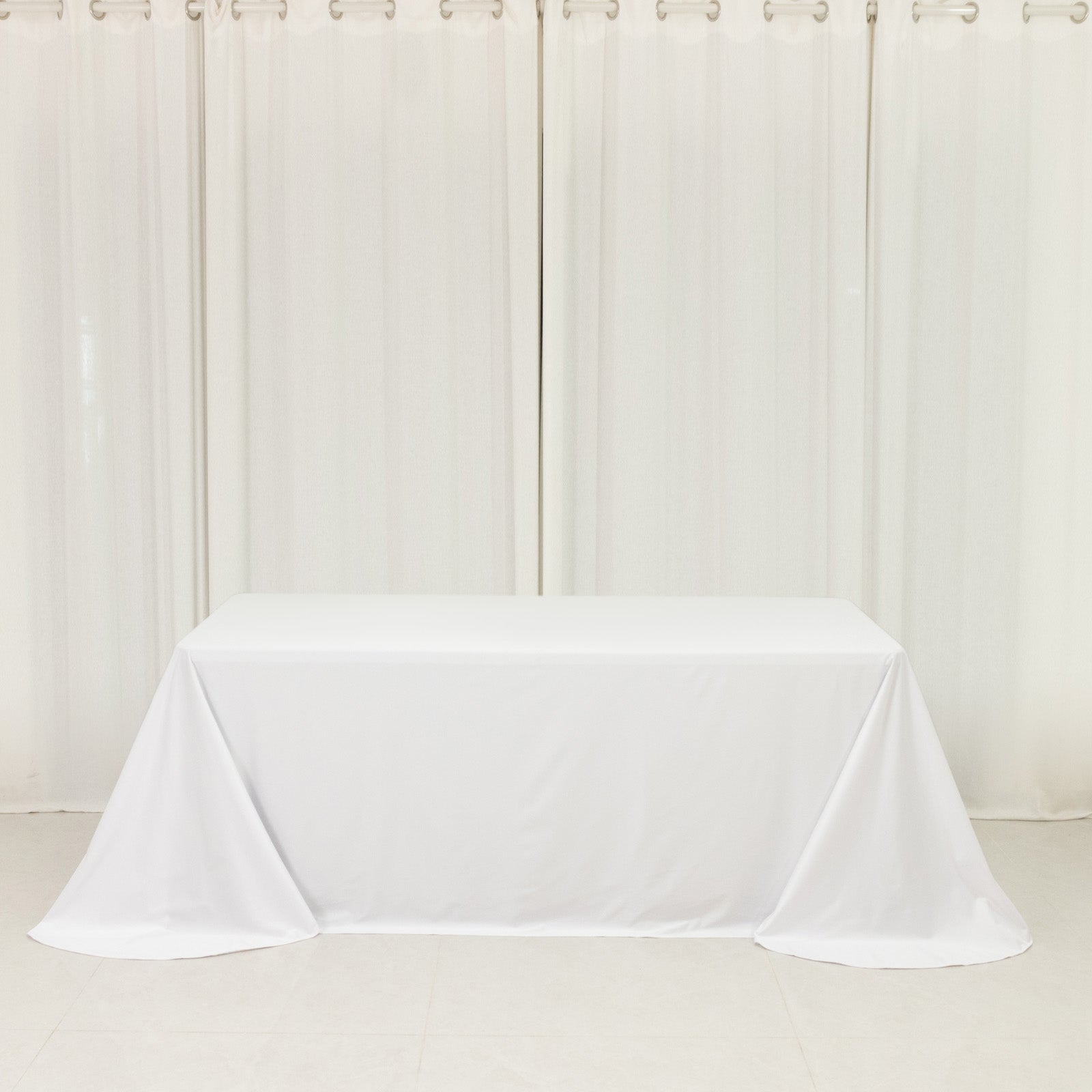 Scuba Rectangular 90"x132" Tablecloth White with Rounded Corners â€“ Seamless, Wrinkle Free & Stain Resistant Table Cover - Bell Racket Store