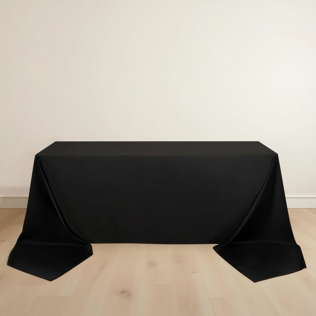 Scuba Rectangular 90"x156" Tablecloth Black - Wrinkle Free, Stain Resistant & Seamless Table Cover for Weddings and Parties - Bell Racket Store