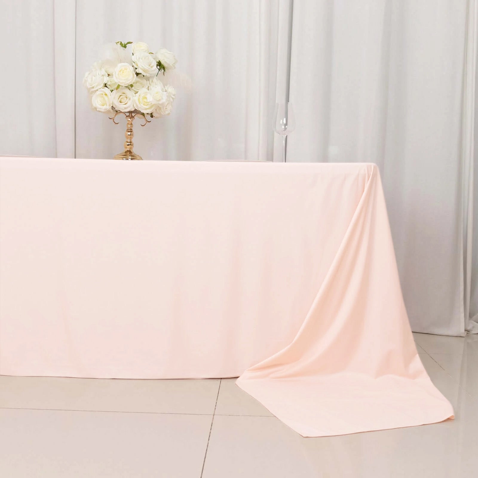 Scuba Rectangular 90"x156" Tablecloth Blush - Wrinkle Free, Stain Resistant & Seamless Table Cover - Bell Racket Store