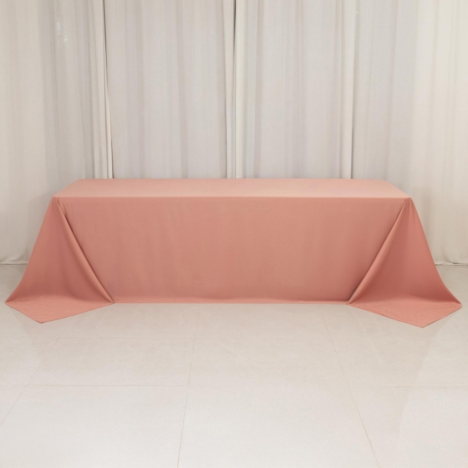 Scuba Rectangular 90"x156" Tablecloth Dusty Rose - Wrinkle Free, Stain Resistant & Seamless Table Cover - Bell Racket Store