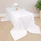 Scuba Rectangular 90"x156" Tablecloth White - Wrinkle Free, Stain Resistant & Seamless Table Cover for Weddings and Parties - Bell Racket Store