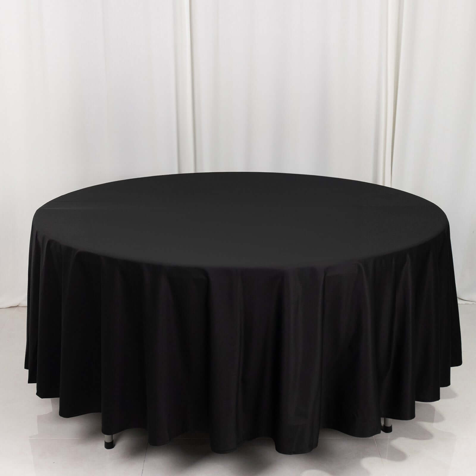 Scuba Round 108" Tablecloth Black - Wrinkle Free & Stain Resistant Table Cover for Exquisite Events - Bell Racket Store
