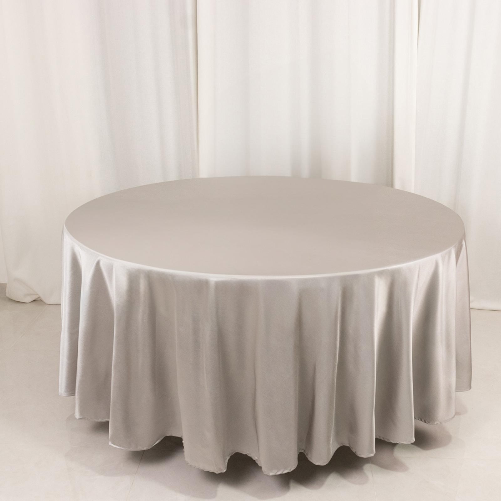 Scuba Round 108" Tablecloth Shimmering Silver - Wrinkle Free & Stain Resistant Table Cover - Bell Racket Store