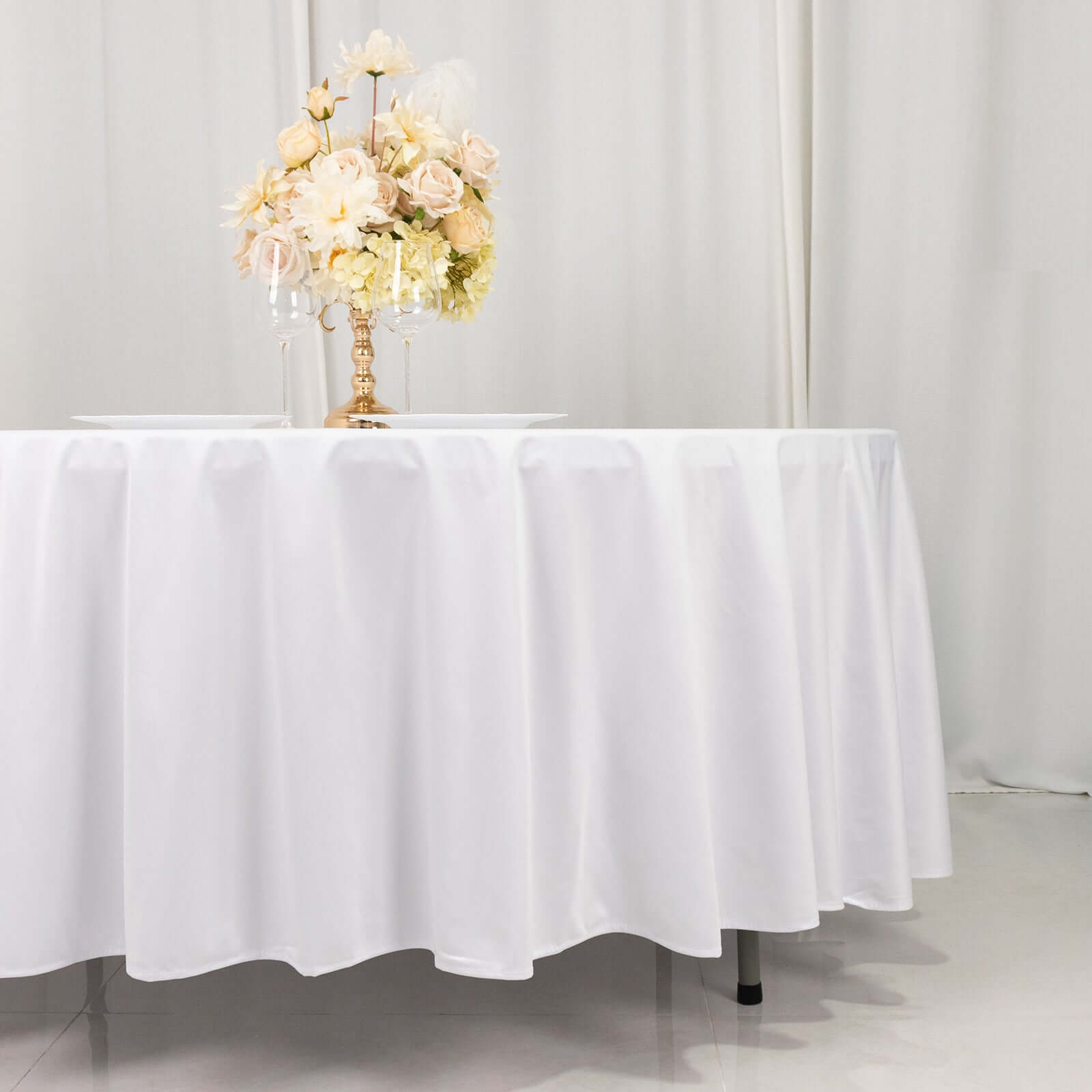Scuba Round 108" Tablecloth White - Wrinkle Free & Stain Resistant Table Cover for Exquisite Events - Bell Racket Store
