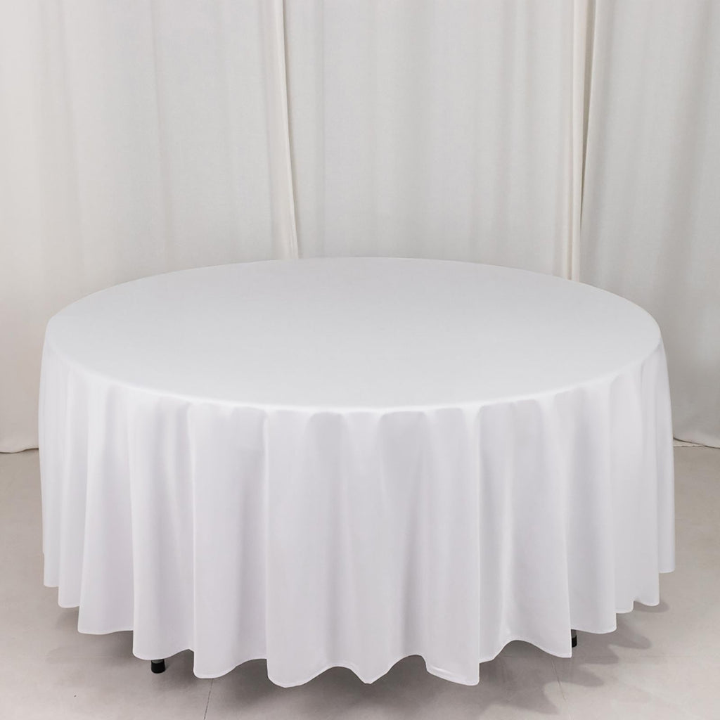 Scuba Round 108" Tablecloth White - Wrinkle Free & Stain Resistant Table Cover for Exquisite Events - Bell Racket Store
