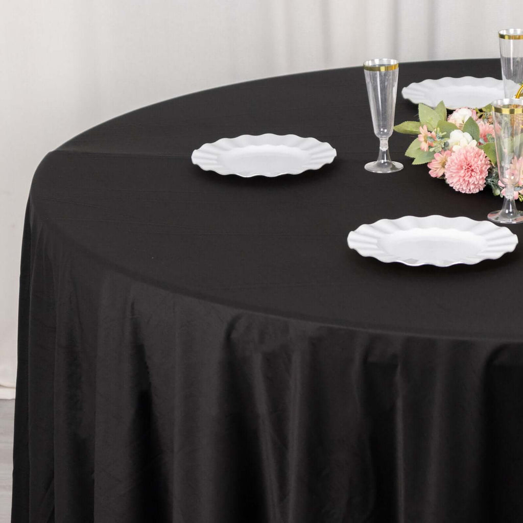 Scuba Round 120" Tablecloth Black - Wrinkle Free & Stain Resistant Seamless Table Cover for Weddings & Events - Bell Racket Store