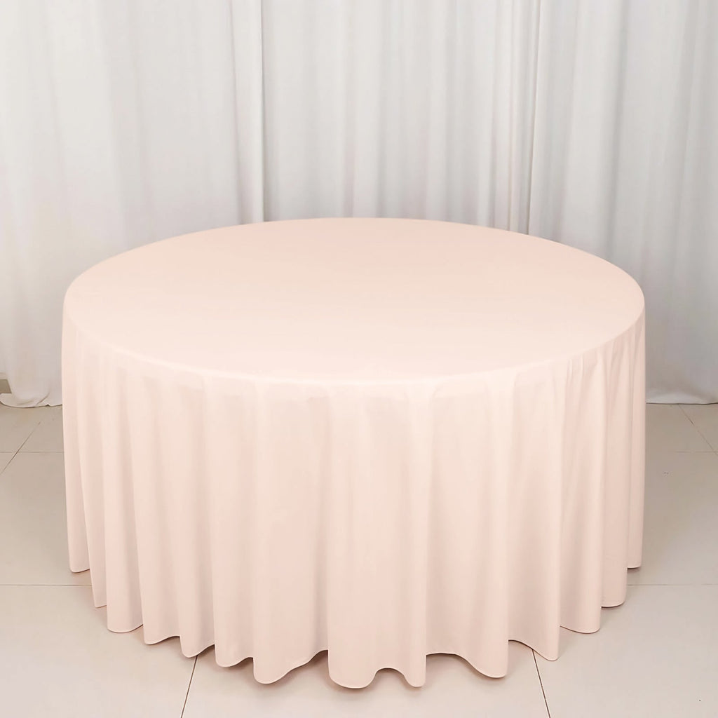 Scuba Round 120" Tablecloth Blush - Wrinkle Free & Stain Resistant Seamless Table Cover - Bell Racket Store