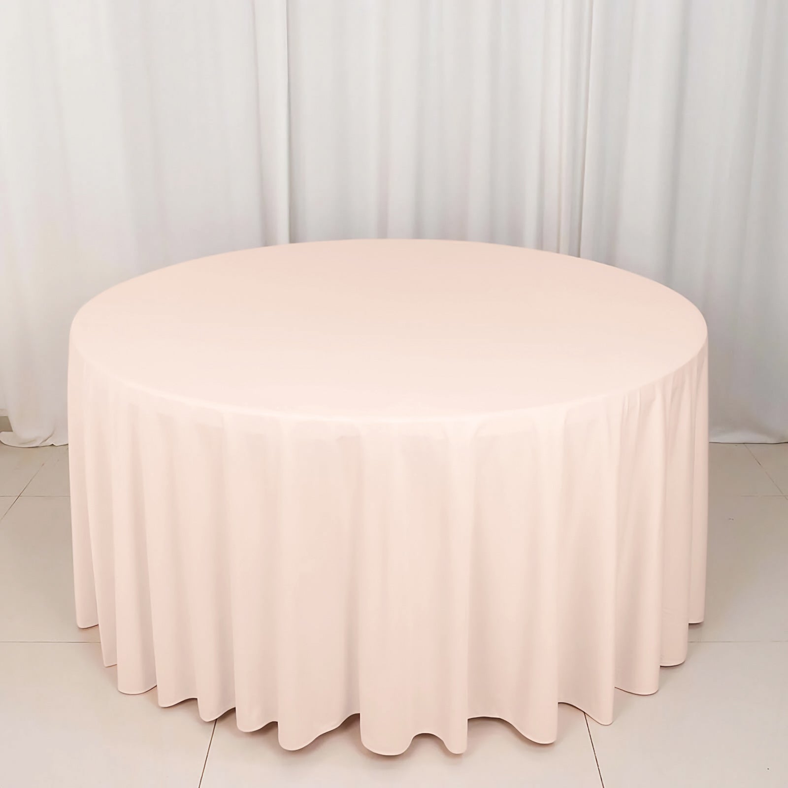 Scuba Round 120" Tablecloth Blush - Wrinkle Free & Stain Resistant Seamless Table Cover - Bell Racket Store