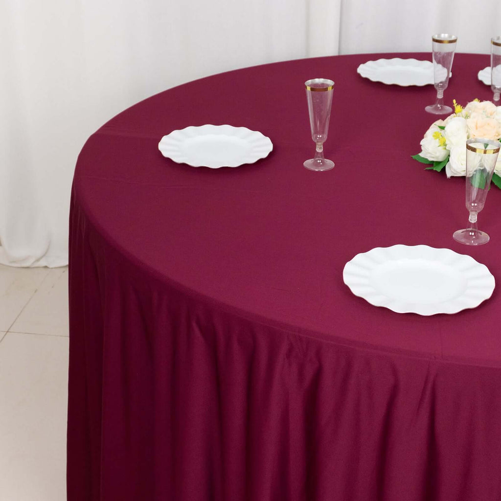 Scuba Round 120" Tablecloth Burgundy - Wrinkle Free & Stain Resistant Seamless Table Cover - Bell Racket Store