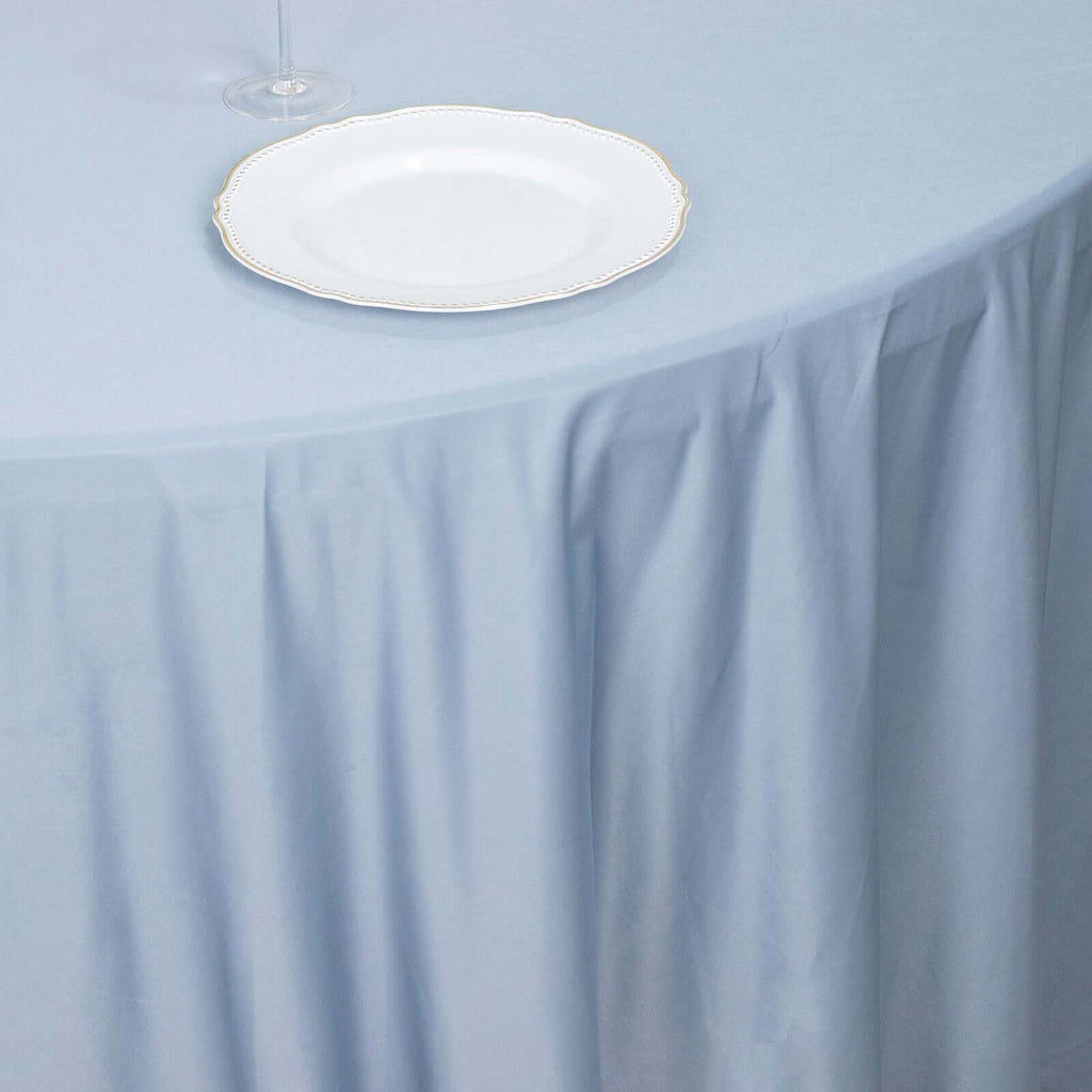 Scuba Round 120" Tablecloth Dusty Blue - Wrinkle Free & Stain Resistant Seamless Table Cover - Bell Racket Store
