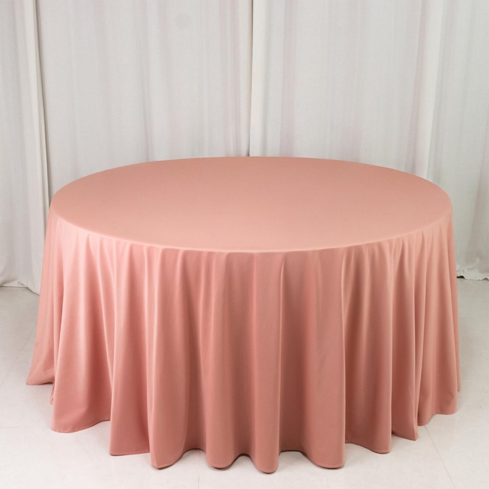 Scuba Round 120" Tablecloth Dusty Rose - Wrinkle Free & Stain Resistant Seamless Table Cover - Bell Racket Store