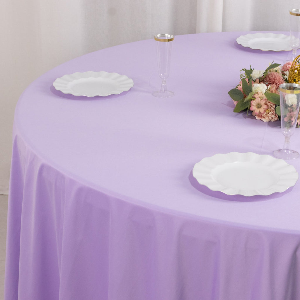 Scuba Round 120" Tablecloth Lavender Lilac - Wrinkle Free & Stain Resistant Seamless Table Cover - Bell Racket Store