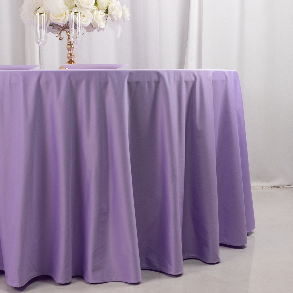 Scuba Round 120" Tablecloth Lavender Lilac - Wrinkle Free & Stain Resistant Seamless Table Cover - Bell Racket Store