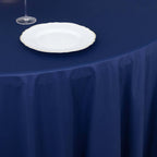 Scuba Round 120" Tablecloth Navy Blue - Wrinkle Free & Stain Resistant Seamless Table Cover - Bell Racket Store