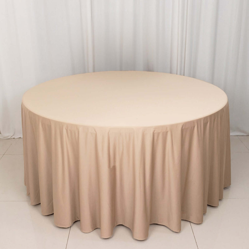 Scuba Round 120" Tablecloth Nude - Wrinkle Free & Stain Resistant Seamless Table Cover - Bell Racket Store