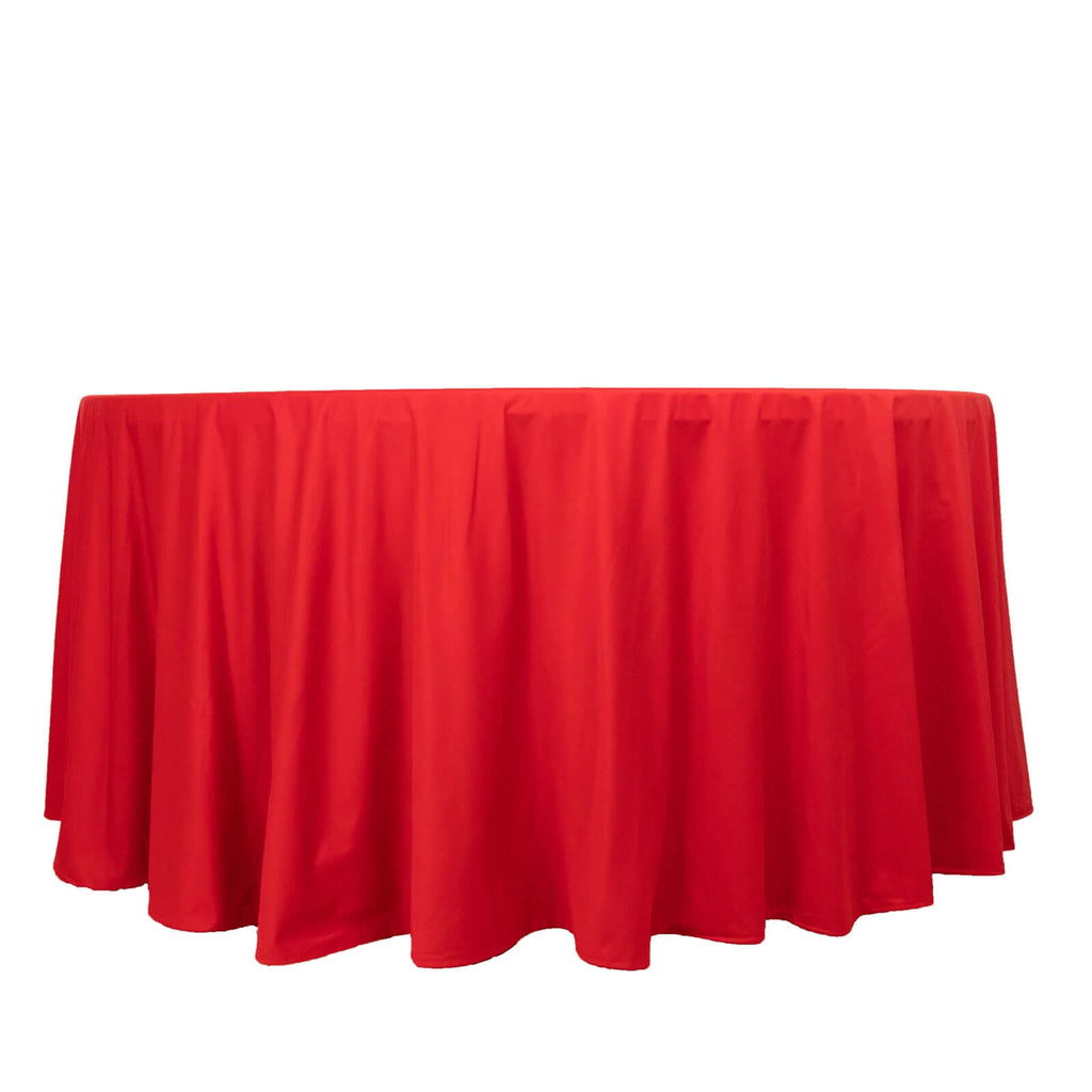 Scuba Round 120" Tablecloth Red - Wrinkle Free & Stain Resistant Seamless Table Cover - Bell Racket Store