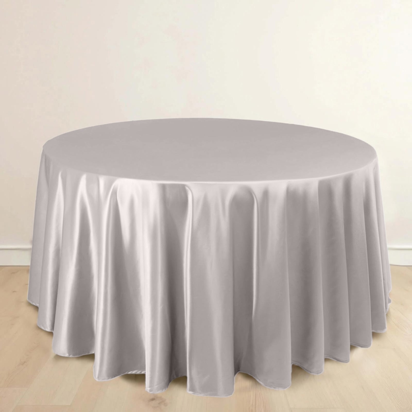 Scuba Round 120" Tablecloth Shimmering Silver - Wrinkle Free, Stain Resistant & Seamless Table Cover - Bell Racket Store