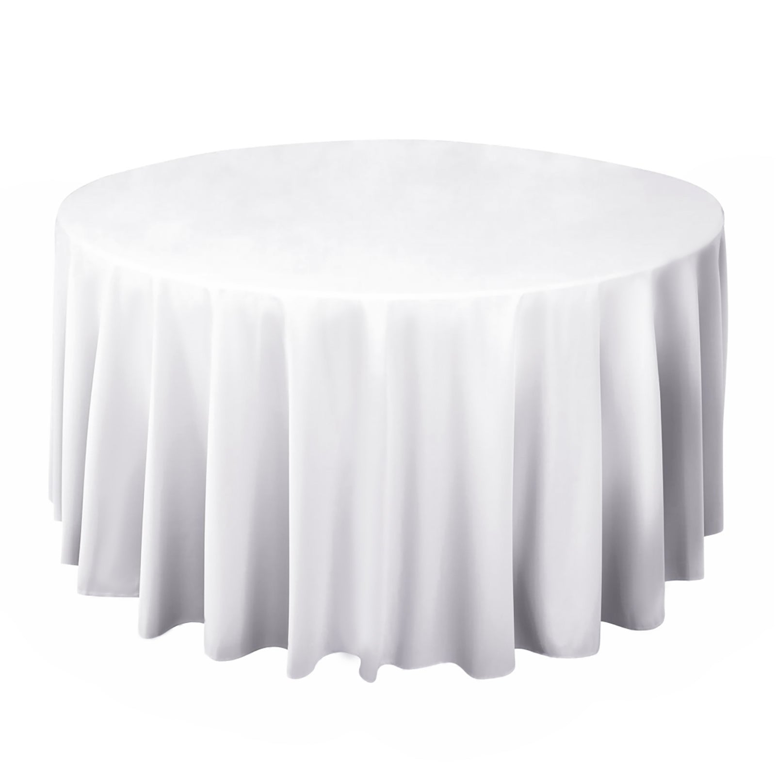 Scuba Round 120" Tablecloth White - Wrinkle Free & Stain Resistant Seamless Table Cover for Weddings & Events - Bell Racket Store