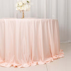 Scuba Round 132" Tablecloth Blush - Wrinkle Free & Stain Resistant Seamless Table Cover - Bell Racket Store