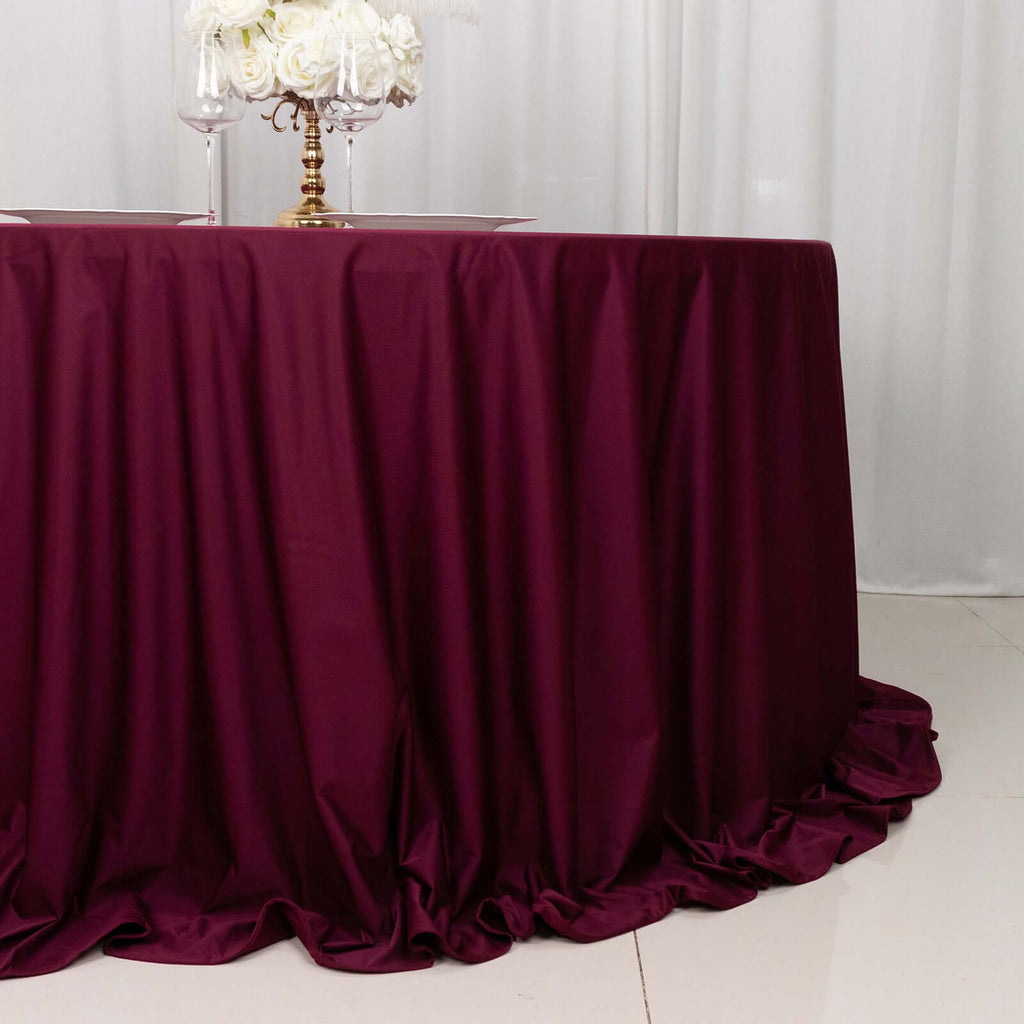 Scuba Round 132" Tablecloth Burgundy - Wrinkle Free & Stain Resistant Seamless Table Cover - Bell Racket Store