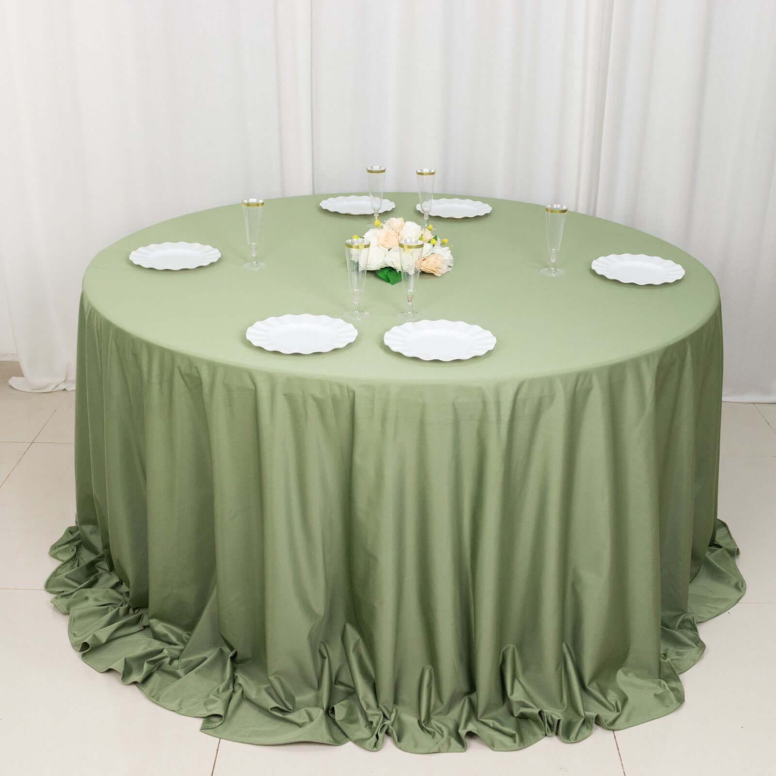 Scuba Round 132" Tablecloth Dusty Sage Green - Wrinkle Free & Stain Resistant Seamless Table Cover - Bell Racket Store