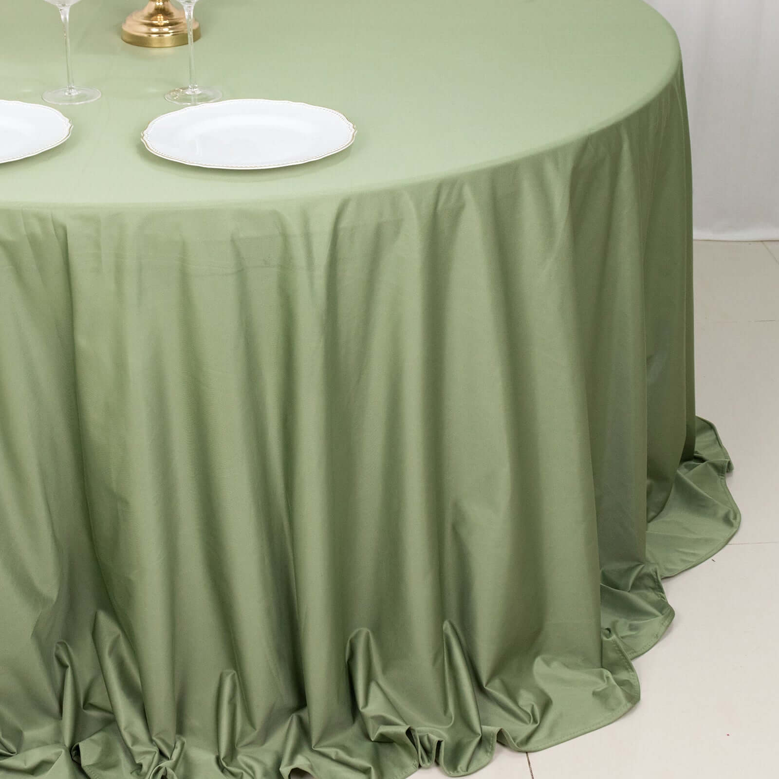 Scuba Round 132" Tablecloth Dusty Sage Green - Wrinkle Free & Stain Resistant Seamless Table Cover - Bell Racket Store