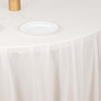 Scuba Round 132" Tablecloth Ivory - Wrinkle Free & Stain Resistant Seamless Table Cover - Bell Racket Store