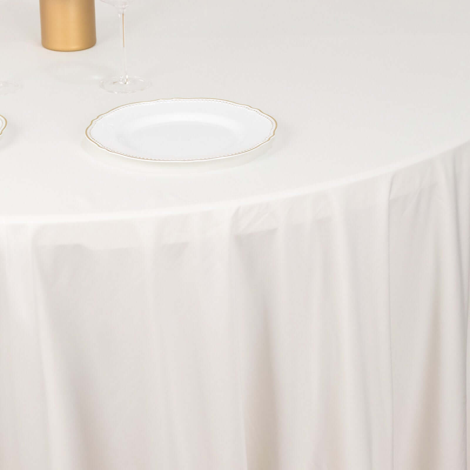Scuba Round 132" Tablecloth Ivory - Wrinkle Free & Stain Resistant Seamless Table Cover - Bell Racket Store