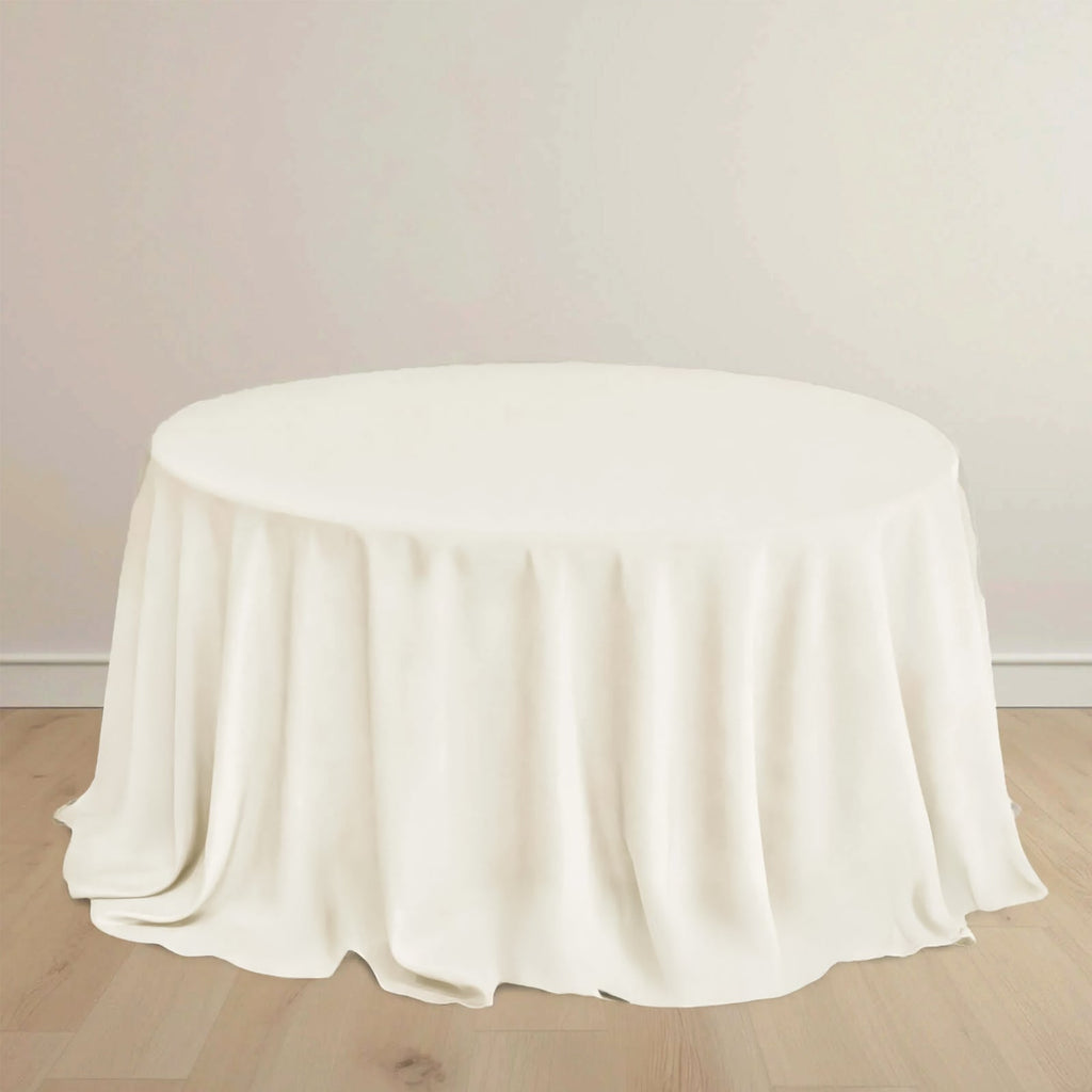 Scuba Round 132" Tablecloth Ivory - Wrinkle Free & Stain Resistant Seamless Table Cover - Bell Racket Store
