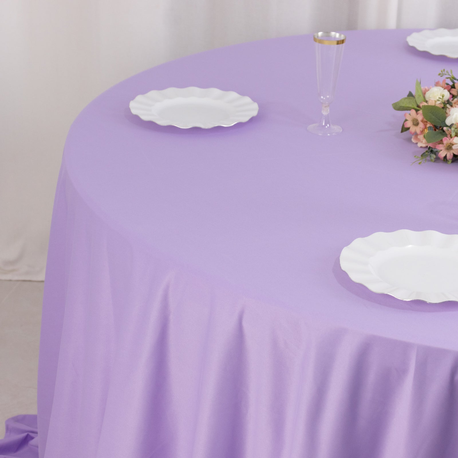 Scuba Round 132" Tablecloth Lavender Lilac - Wrinkle Free & Stain Resistant Seamless Table Cover - Bell Racket Store