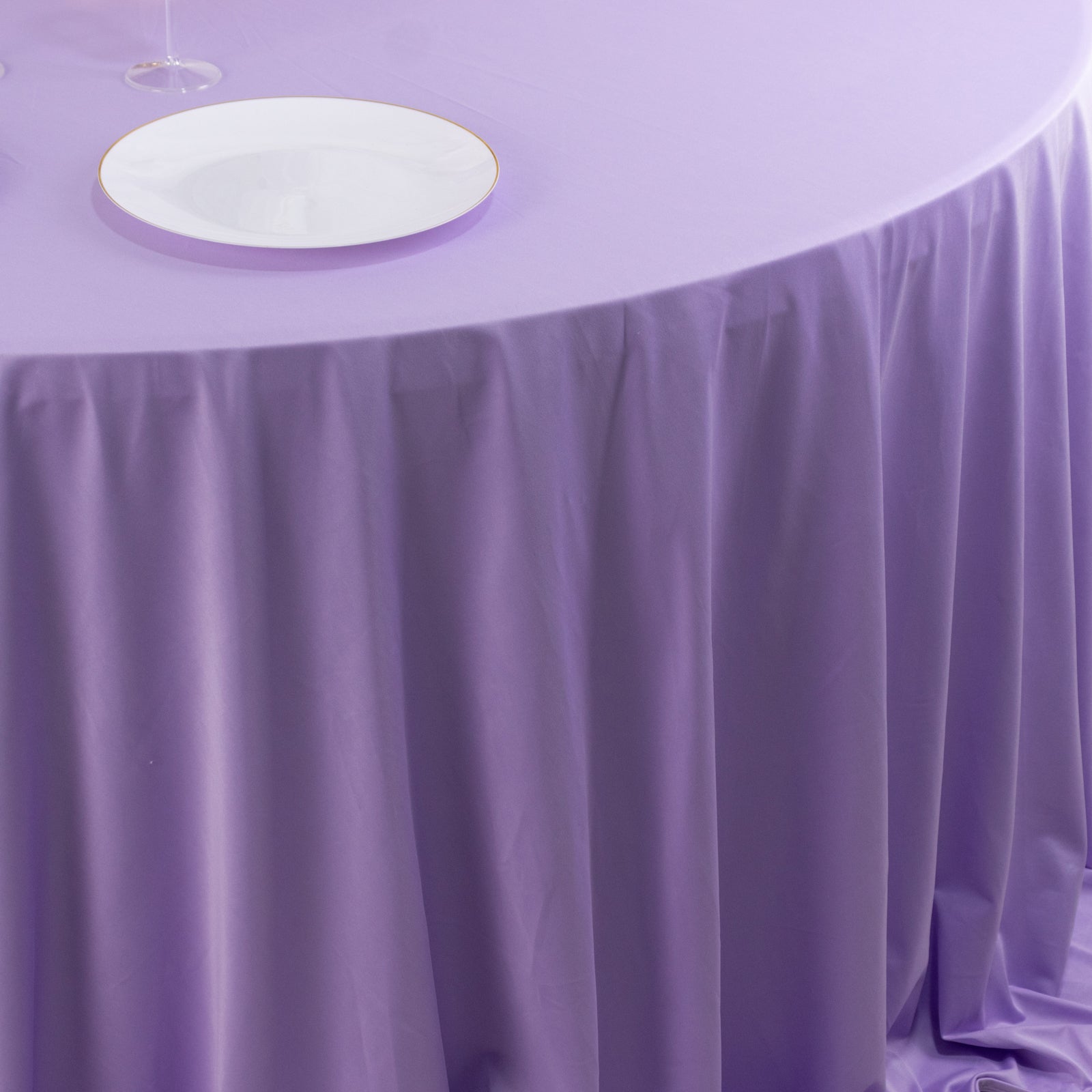 Scuba Round 132" Tablecloth Lavender Lilac - Wrinkle Free & Stain Resistant Seamless Table Cover - Bell Racket Store