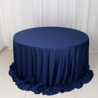 Scuba Round 132" Tablecloth Navy Blue - Wrinkle Free & Stain Resistant Seamless Table Cover - Bell Racket Store