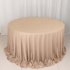 Scuba Round 132" Tablecloth Nude - Wrinkle Free & Stain Resistant Seamless Table Cover - Bell Racket Store
