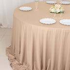 Scuba Round 132" Tablecloth Nude - Wrinkle Free & Stain Resistant Seamless Table Cover - Bell Racket Store