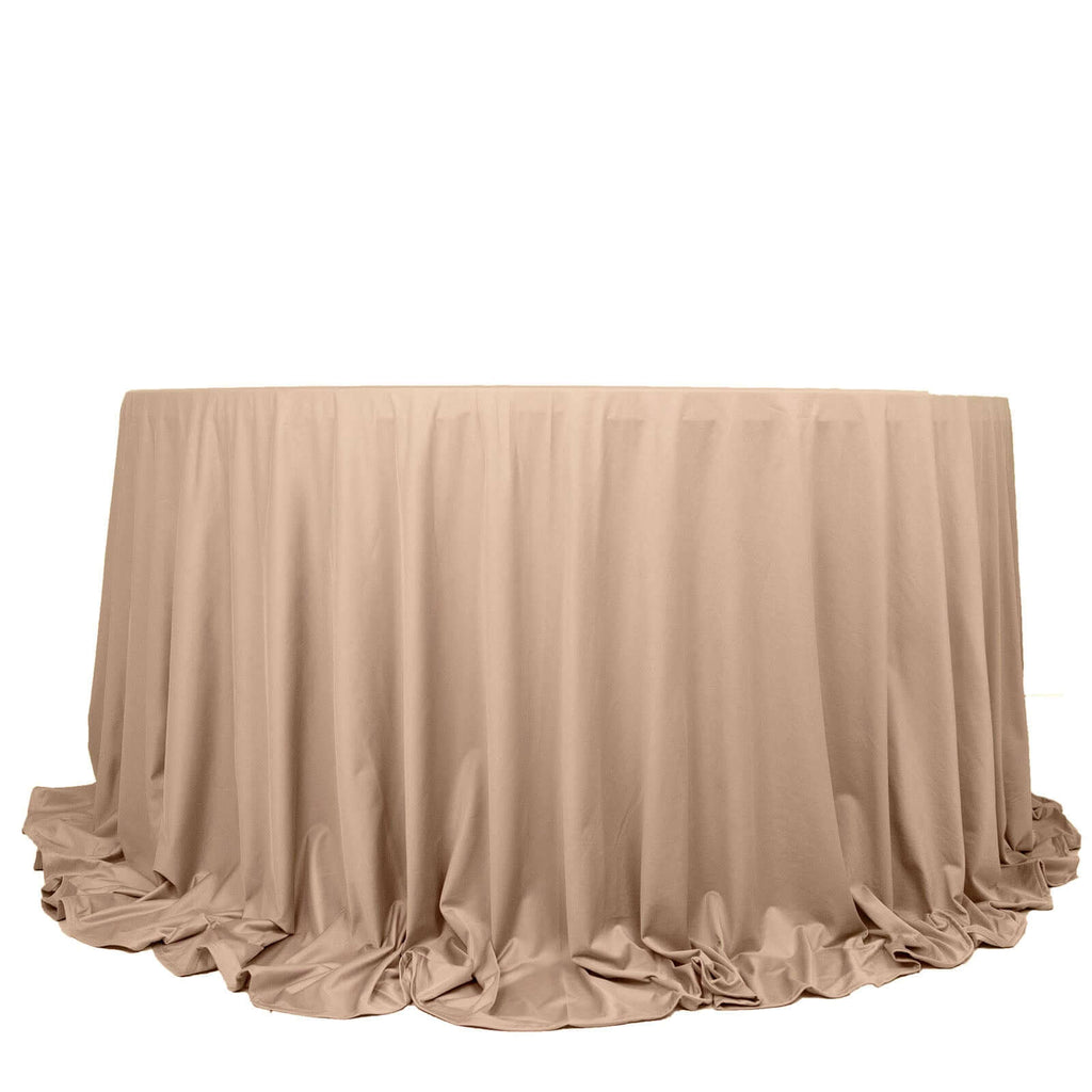 Scuba Round 132" Tablecloth Nude - Wrinkle Free & Stain Resistant Seamless Table Cover - Bell Racket Store