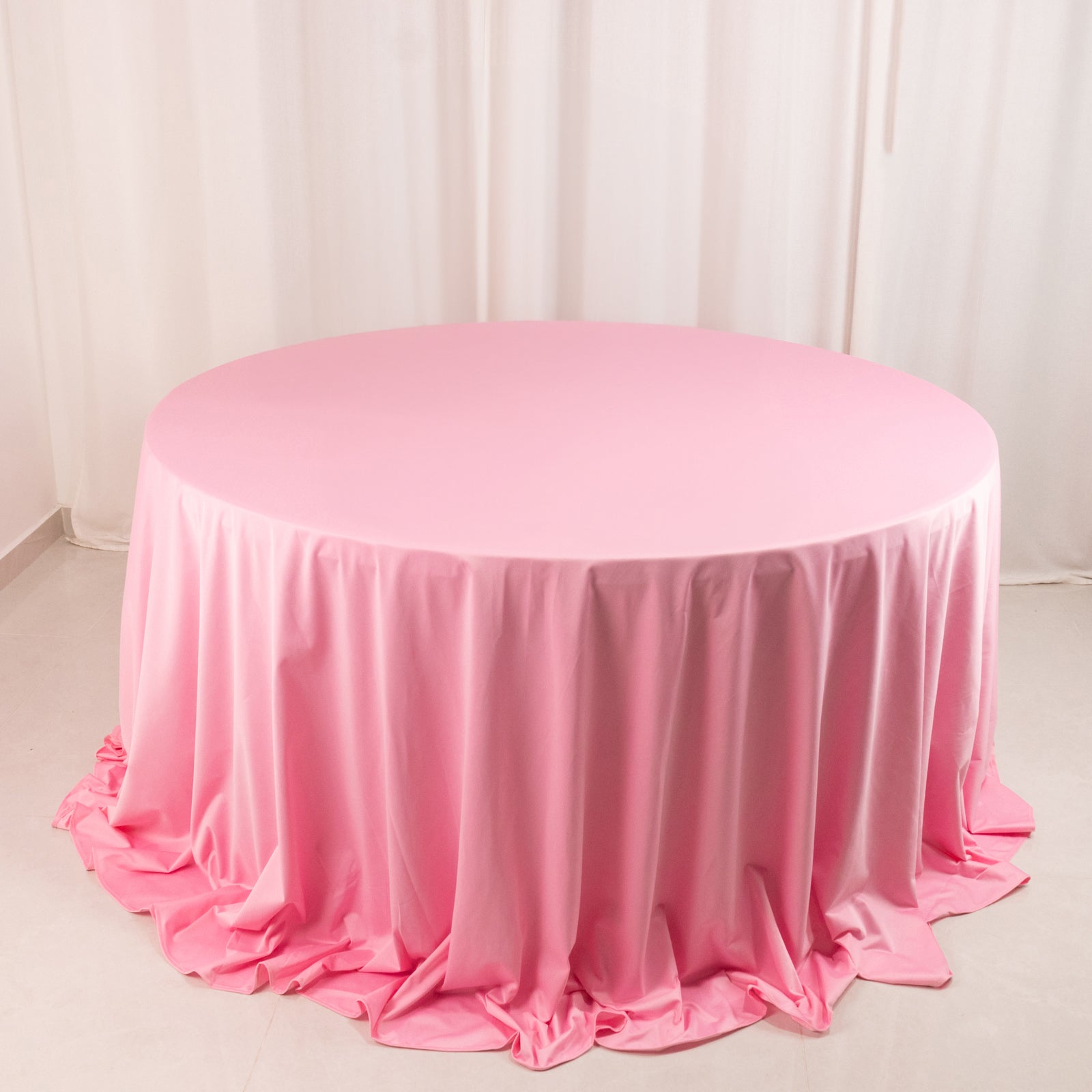 Scuba Round 132" Tablecloth Pink - Wrinkle Free & Stain Resistant Seamless Table Cover - Bell Racket Store