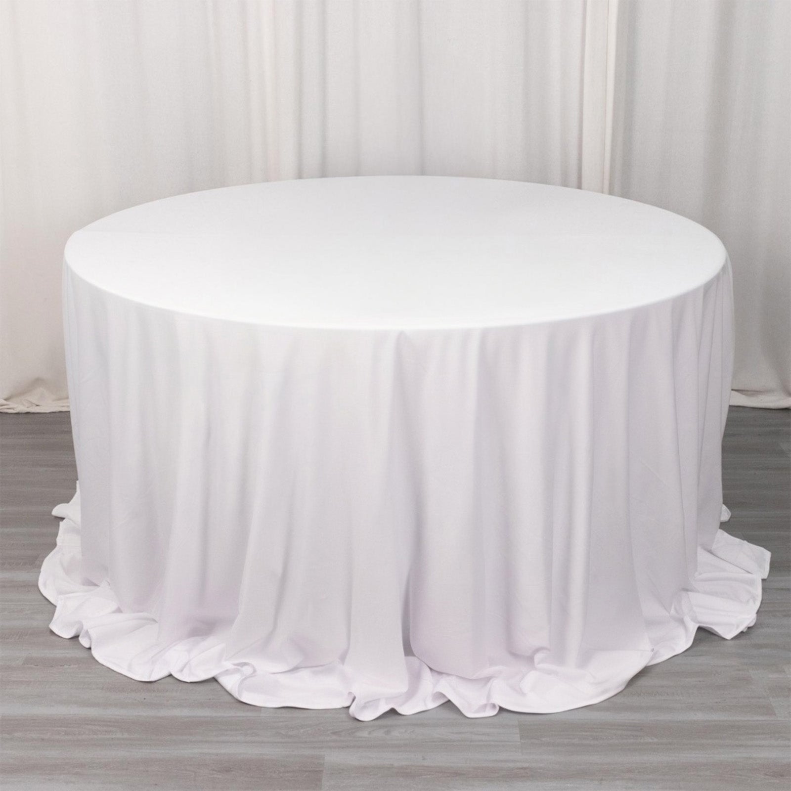 Scuba Round 132" Tablecloth White - Wrinkle Free & Stain Resistant Seamless Table Cover for Weddings & Events - Bell Racket Store