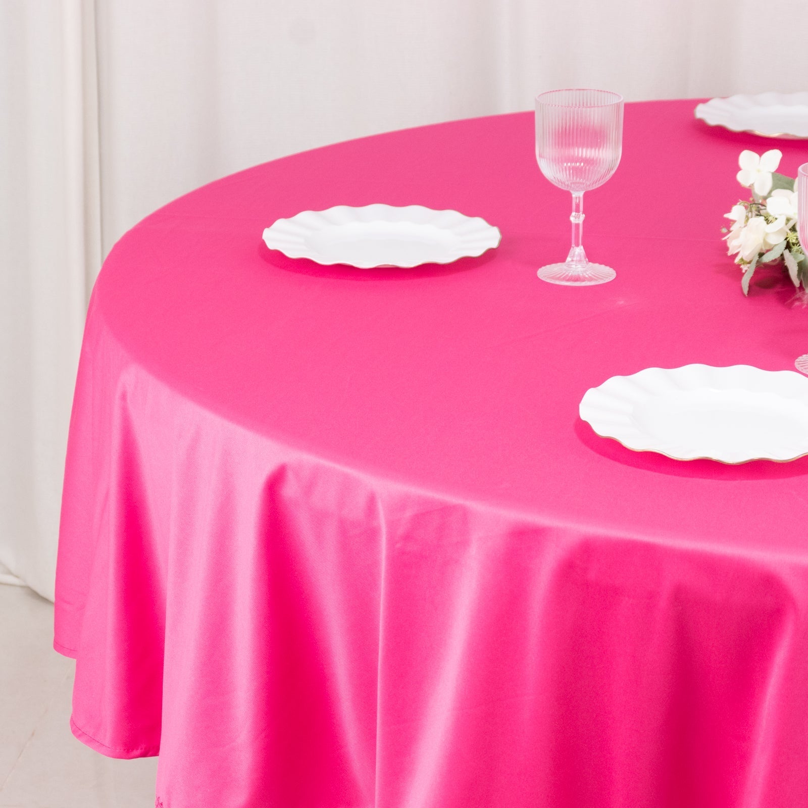 Scuba Round 90" Tablecloth Fuchsia - Wrinkle Free & Stain Resistant Table Cover - Bell Racket Store
