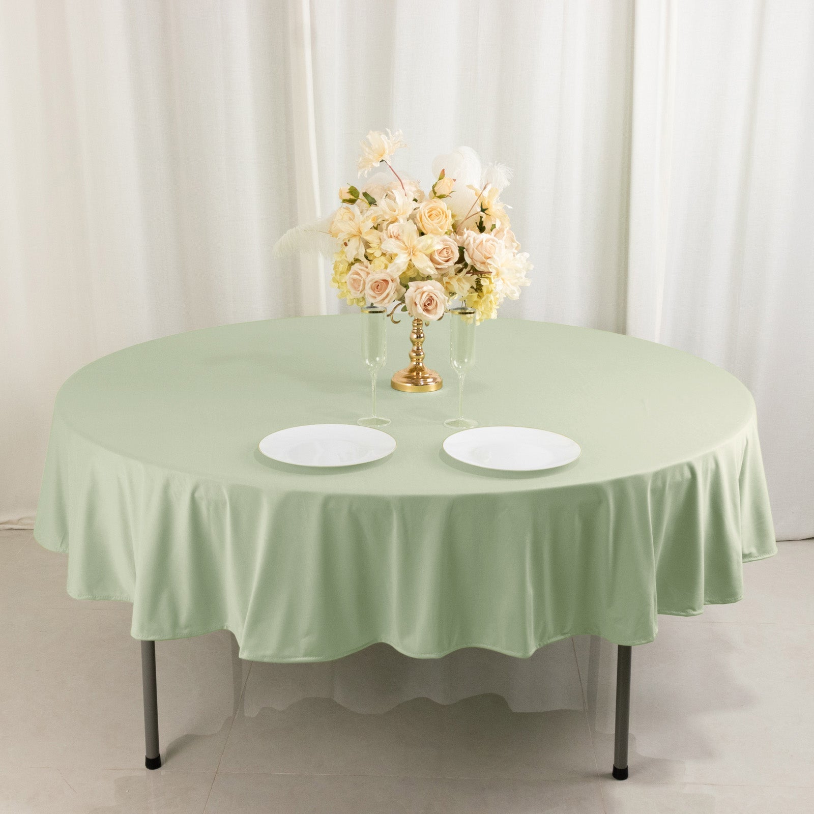 Scuba Round 90" Tablecloth Sage Green - Wrinkle Free & Stain Resistant Table Cover - Bell Racket Store