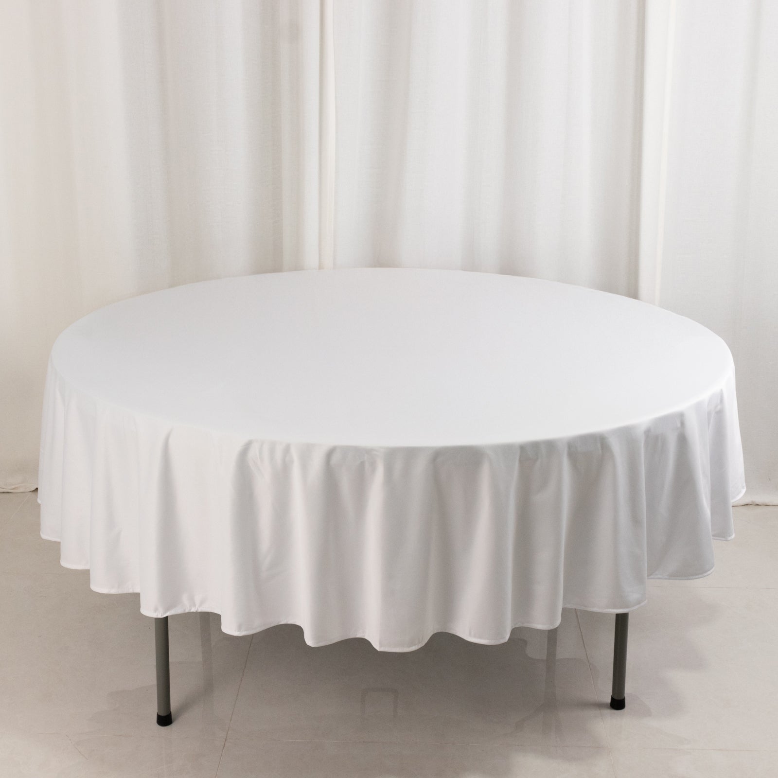 Scuba Round 90" Tablecloth White - Wrinkle Free & Stain Resistant Table Cover for Weddings and Banquets - Bell Racket Store