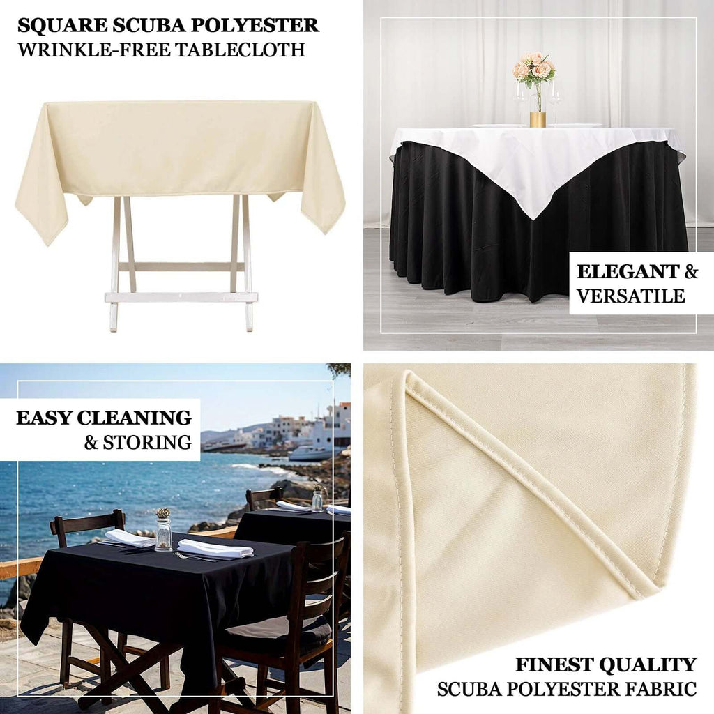 Scuba Square 54"x54" Tablecloth Beige - Wrinkle Free & Stain Resistant Table Cover - Bell Racket Store