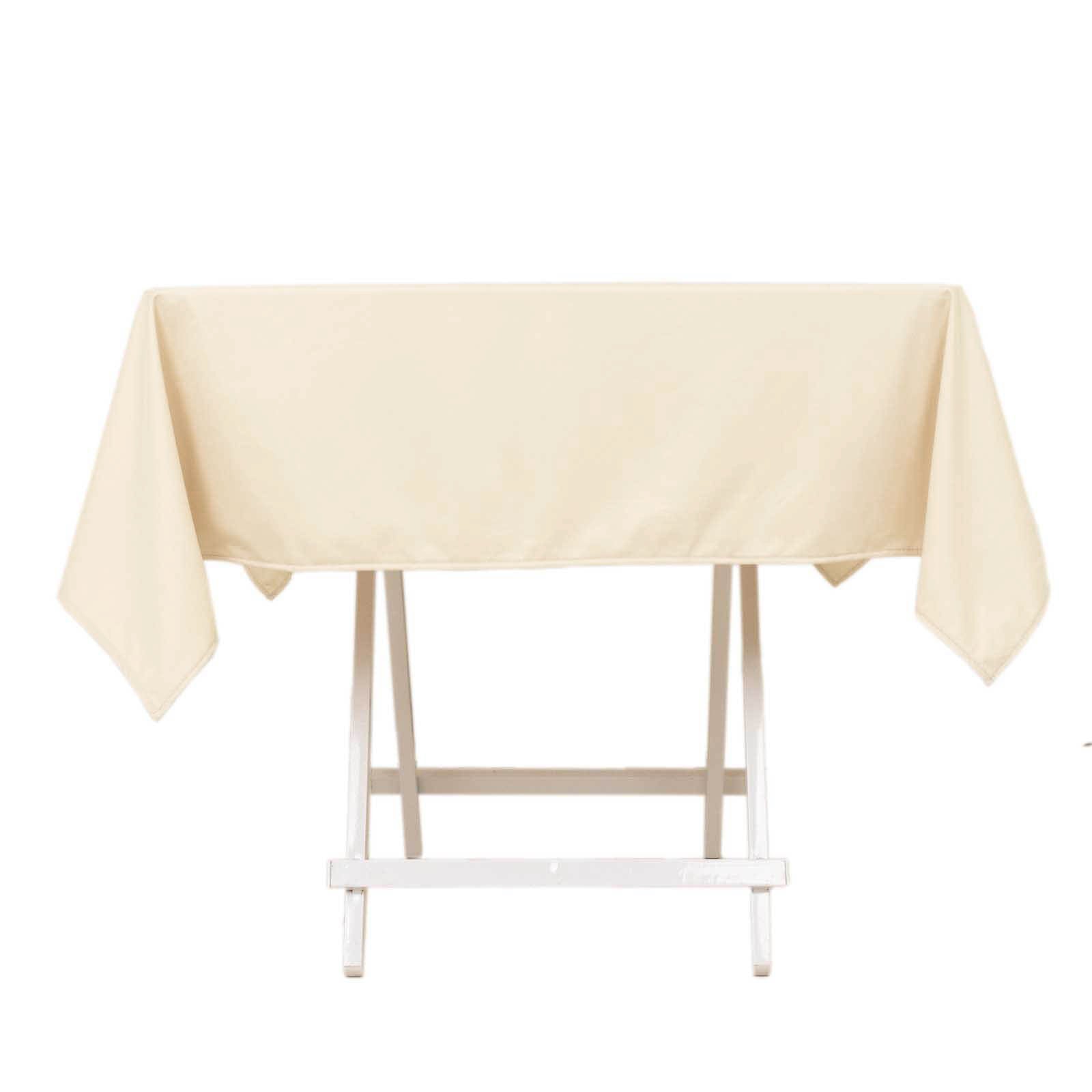 Scuba Square 54"x54" Tablecloth Beige - Wrinkle Free & Stain Resistant Table Cover - Bell Racket Store
