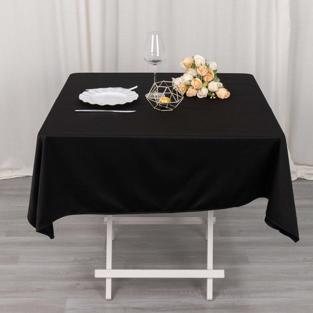 Scuba Square 54"x54" Tablecloth Black - Wrinkle Free & Stain Resistant Table Cover - Bell Racket Store