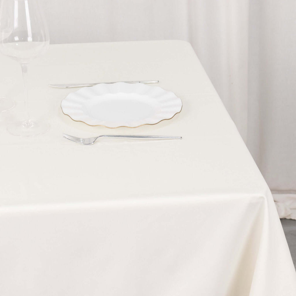 Scuba Square 54"x54" Tablecloth Ivory - Wrinkle Free & Stain Resistant Table Cover - Bell Racket Store