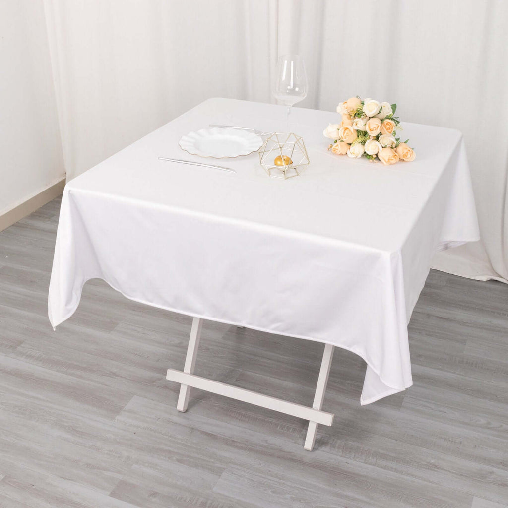 Scuba Square 54"x54" Tablecloth White - Wrinkle Free & Stain Resistant Table Cover for Weddings & Events - Bell Racket Store