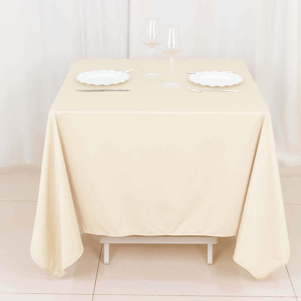 Scuba Square 70"x70" Tablecloth Beige - Wrinkle Free & Stain Resistant Table Cover - Bell Racket Store