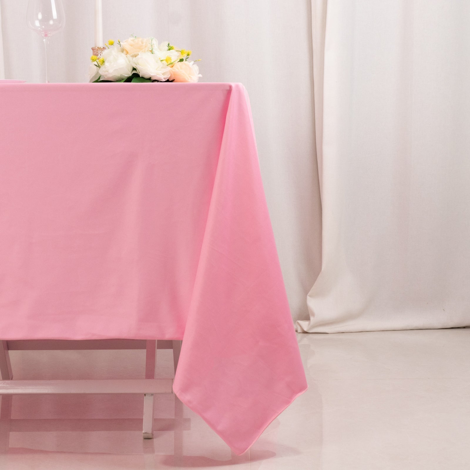 Scuba Square 70"x70" Tablecloth Pink - Wrinkle Free & Stain Resistant Table Cover - Bell Racket Store