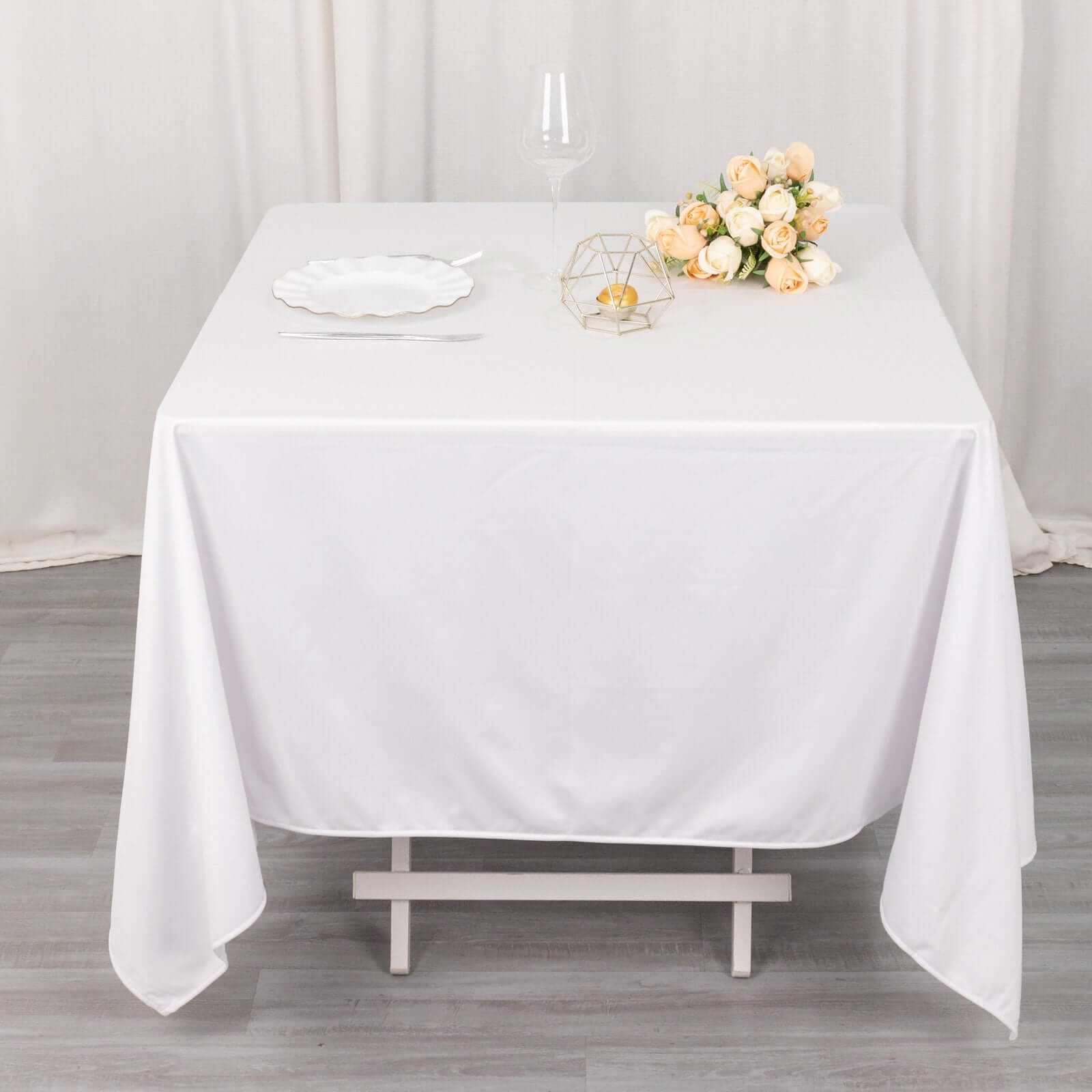 Scuba Square 70"x70" Tablecloth White - Wrinkle Free & Stain Resistant Table Cover for Weddings and Banquets - Bell Racket Store