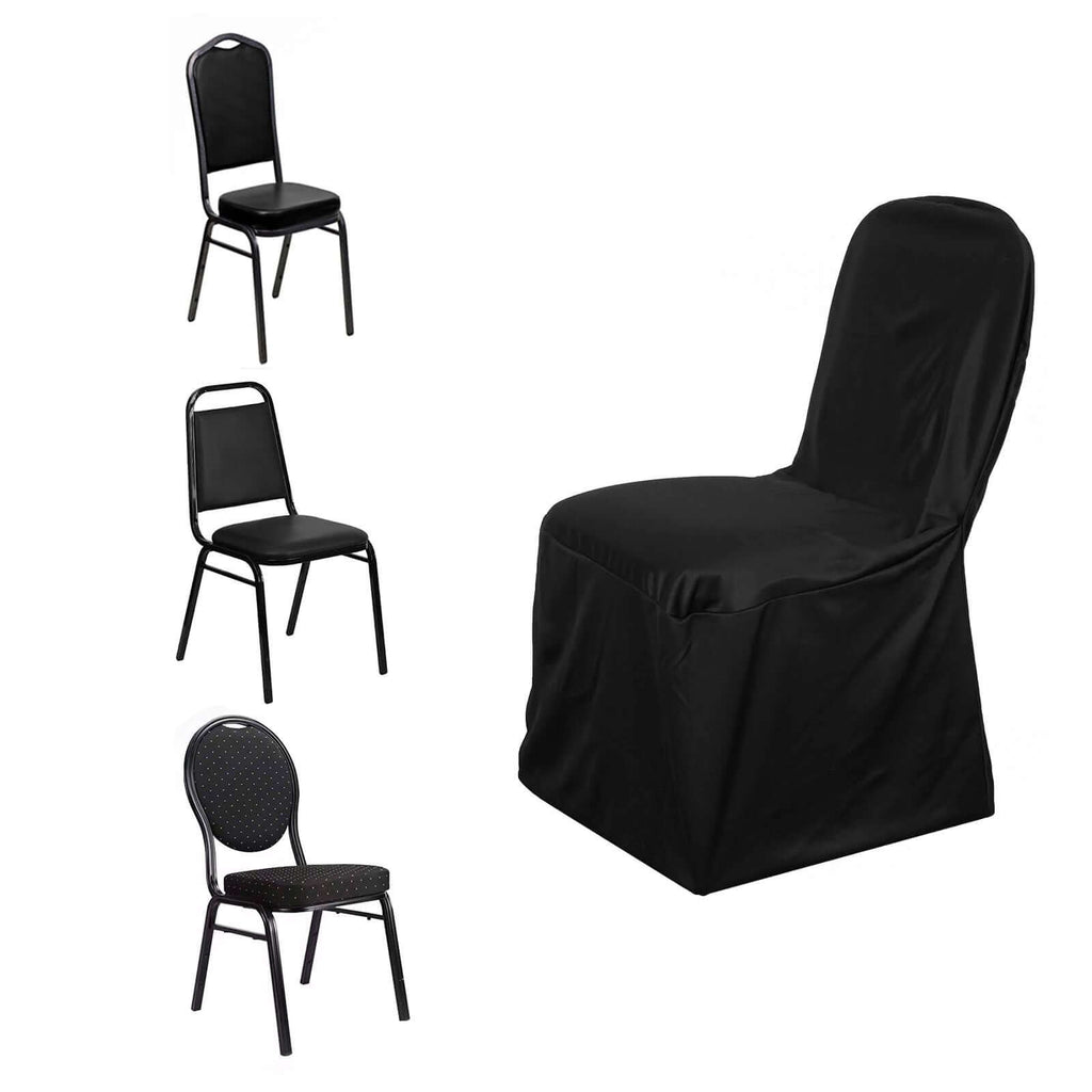 Scuba Stretch Chair Cover Black for Banquet Chairs Slim Fit Design - Wrinkle Free and Durable Slipcover